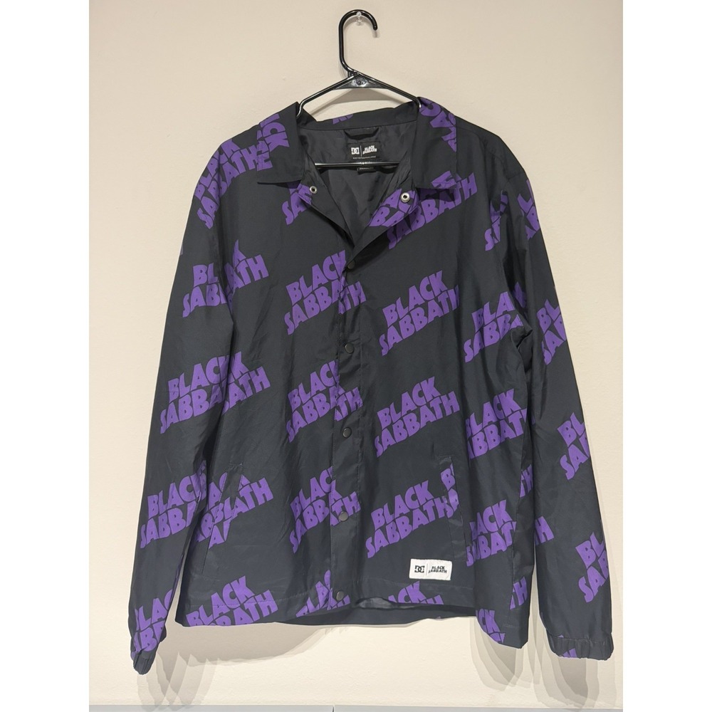 DC Shoes x Black Sabbath Coaches Jacket Mens L Large Black Purple ADYJK03142
